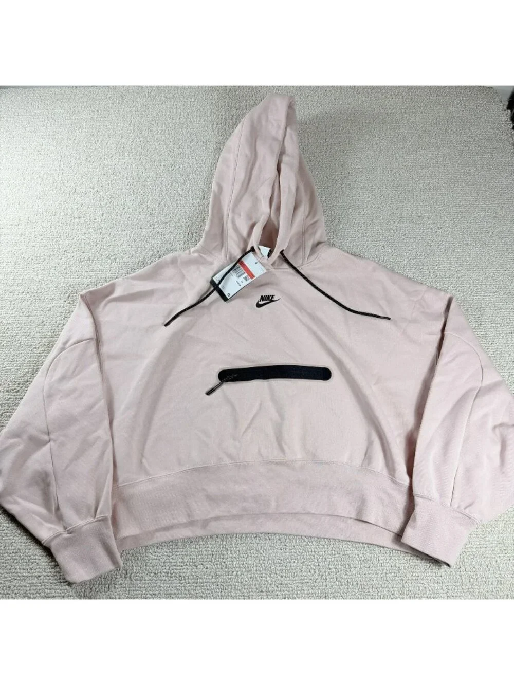 Nike Sportswear Tech Fleece Oversized Cropped Hoodie Pink Women's Size Large